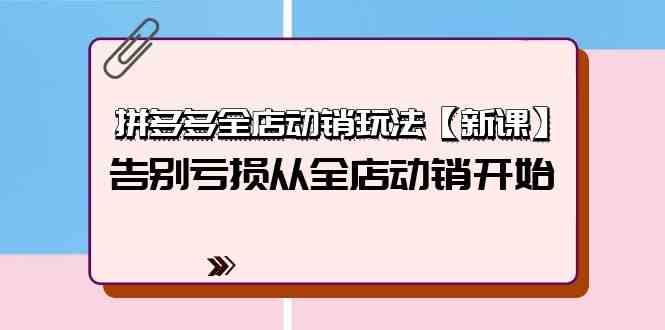 拼多多全店动销玩法【新课】，告别亏损从全店动销开始（4节视频课）-休闲网赚three