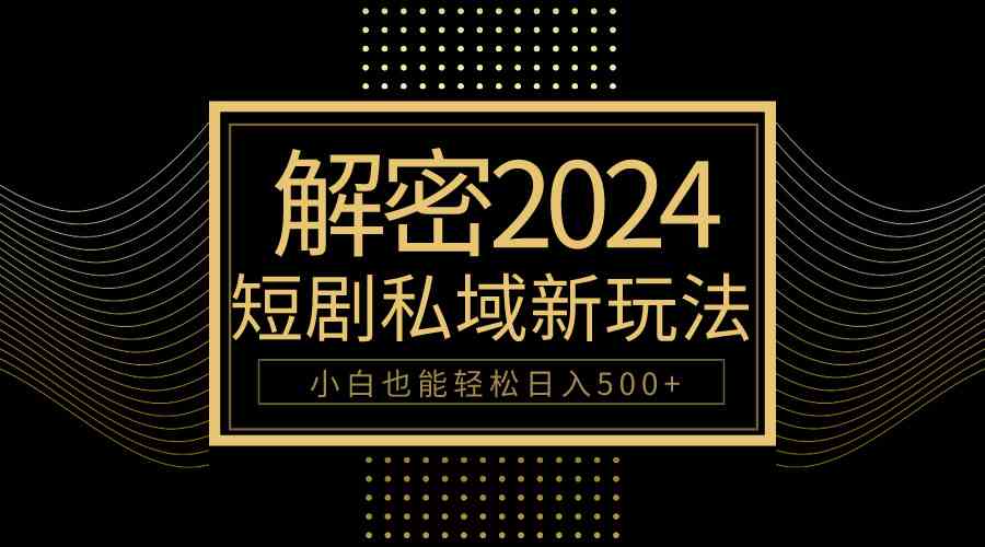 （9951期）10分钟教会你2024玩转短剧私域变现，小白也能轻松日入500+-休闲网赚three