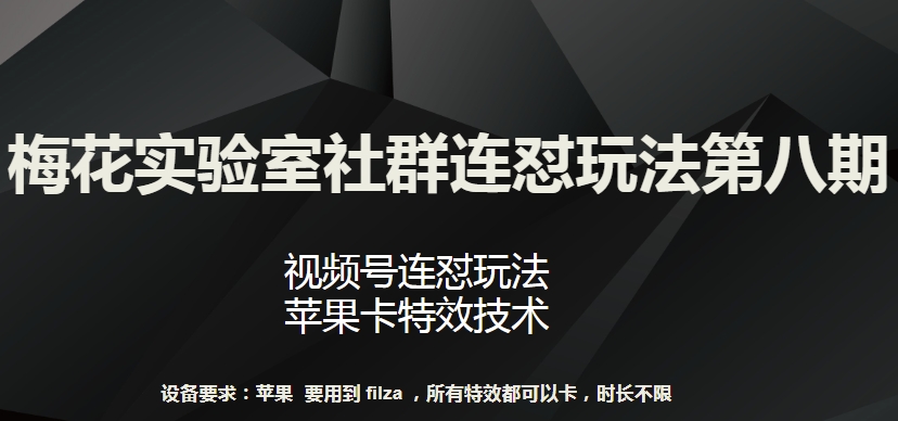 梅花实验室社群连怼玩法第八期，视频号连怼玩法 苹果卡特效技术-休闲网赚three