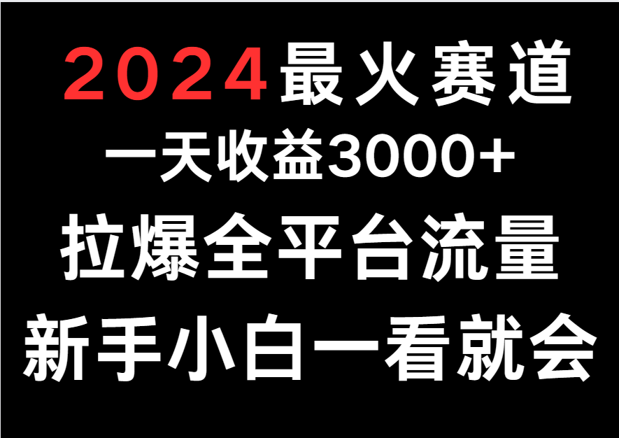 2024最火赛道，一天收一3000+.拉爆全平台流量，新手小白一看就会-休闲网赚three