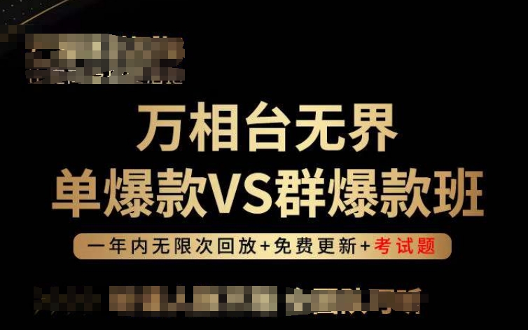 万相台无界单爆款VS群爆款班，选择大于努力，让团队事半功倍!-休闲网赚three