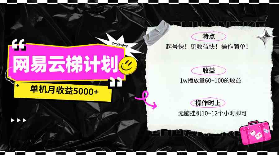 （10063期）最新网易云梯计划网页版，单机月收益5000+！可放大操作-休闲网赚three