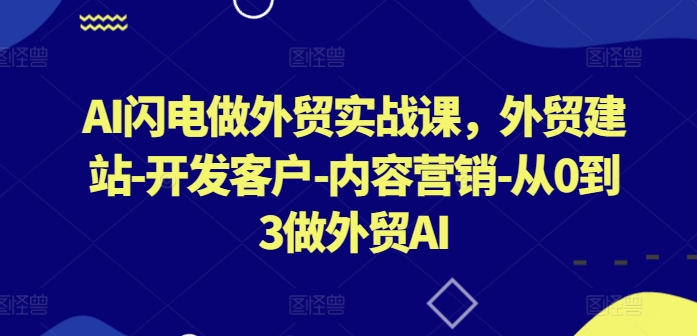 AI闪电做外贸实战课，​外贸建站-开发客户-内容营销-从0到3做外贸AI-休闲网赚three