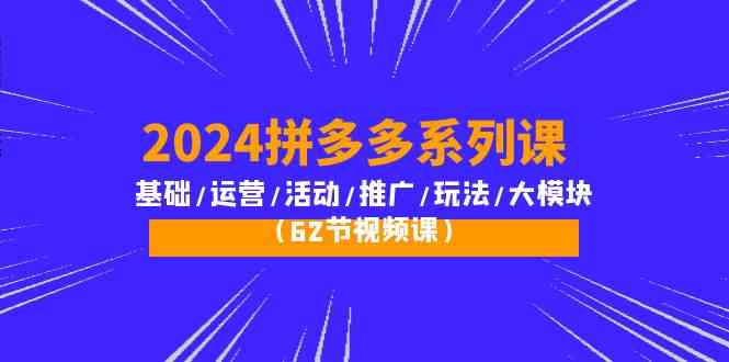 2024拼多多系列课：基础/运营/活动/推广/玩法/大模块（62节视频课）-休闲网赚three