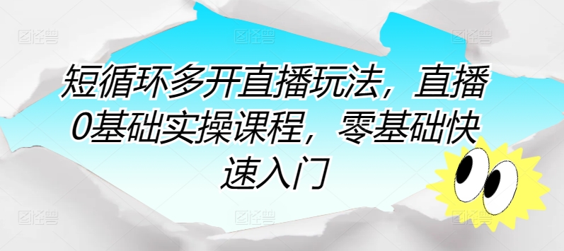 短循环多开直播玩法，直播0基础实操课程，零基础快速入门-休闲网赚three