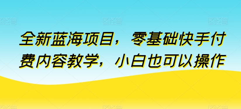 全新蓝海项目，零基础快手付费内容教学，小白也可以操作-休闲网赚three