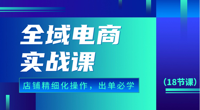 全域电商实战课，个人店铺精细化操作流程，出单必学内容（18节课）-休闲网赚three