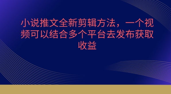 小说推文全新剪辑方法，一个视频可以结合多个平台去发布获取-休闲网赚three