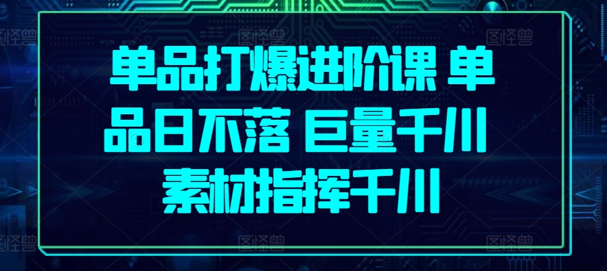 单品打爆进阶课 单品日不落 巨量千川 素材指挥千川-休闲网赚three