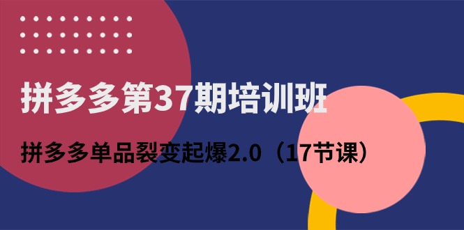 拼多多第37期培训班：拼多多单品裂变起爆2.0（17节课）-休闲网赚three