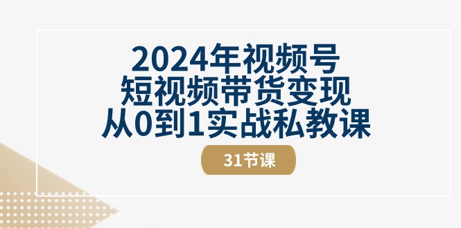 （10931期）2024年视频号短视频带货变现从0到1实战私教课（31节视频课）-休闲网赚three