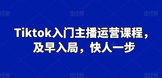 Tiktok入门主播运营课程，及早入局，快人一步-休闲网赚three