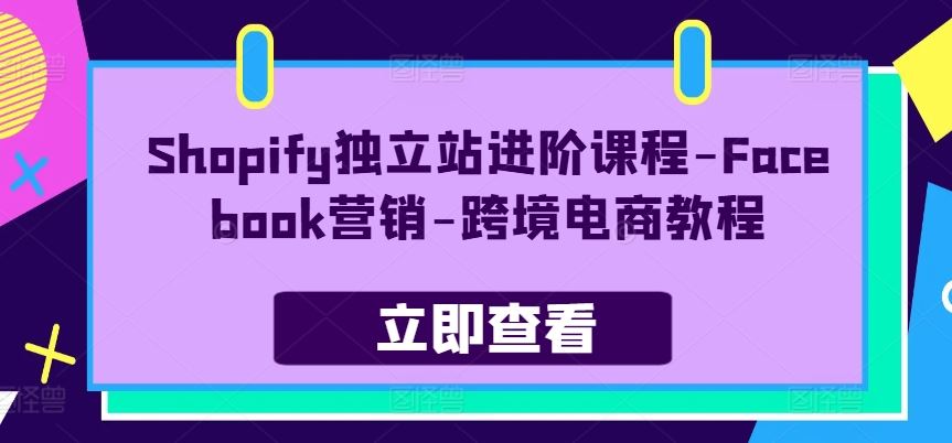 Shopify独立站进阶课程-Facebook营销-跨境电商教程-休闲网赚three