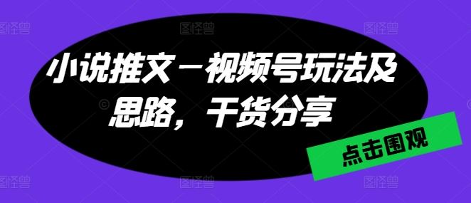 小说推文—视频号玩法及思路，干货分享-休闲网赚three