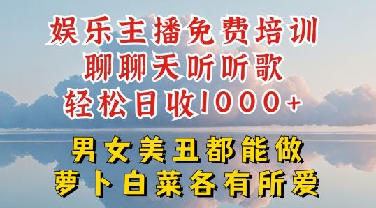 娱乐主播免费培训聊聊天听听歌轻松日收1K+，男女美丑都能做萝卜白菜各有所爱【揭秘】-休闲网赚three