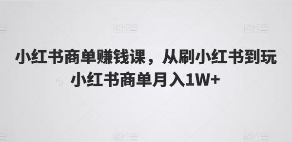 小红书商单赚钱课，从刷小红书到玩小红书商单月入1W+-休闲网赚three