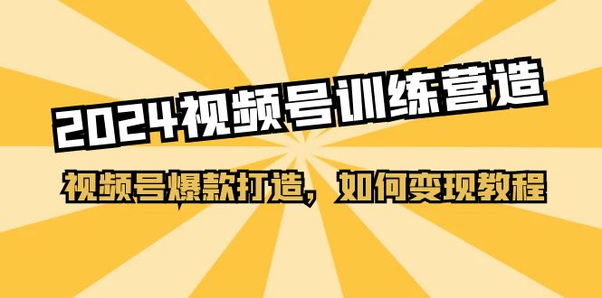 2024视频号训练营，视频号爆款打造，如何变现教程（20节课）-休闲网赚three