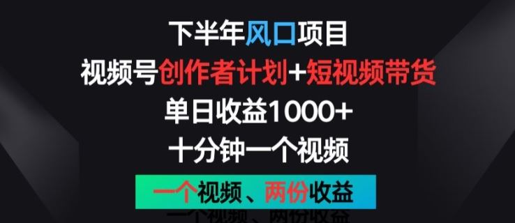 下半年风口项目，视频号创作者计划+视频带货，一个视频两份收益，十分钟一个视频【揭秘】-休闲网赚three