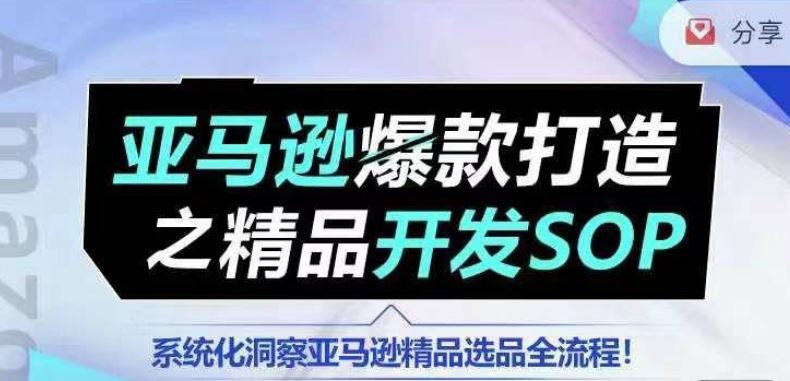 【训练营】亚马逊爆款打造之精品开发SOP，系统化洞察亚马逊精品选品全流程-休闲网赚three