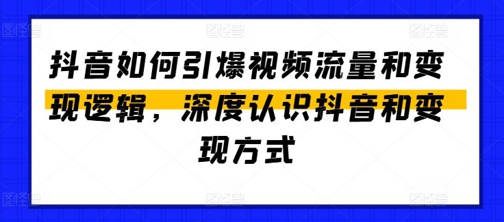 抖音如何引爆视频流量和变现逻辑，深度认识抖音和变现方式-休闲网赚three