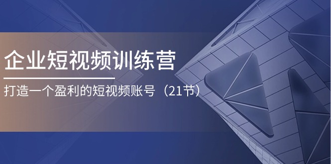 企业短视频训练营：打造一个盈利的短视频账号（21节）-休闲网赚three