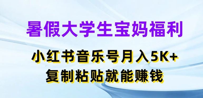 暑假大学生宝妈福利，小红书音乐号月入5000+，复制粘贴就能赚钱【揭秘】-休闲网赚three