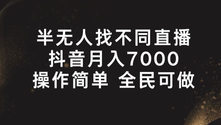 半无人找不同直播，月入7000+，操作简单 全民可做【揭秘】-休闲网赚three