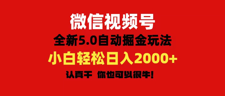 （11332期）微信视频号变现，5.0全新自动掘金玩法，日入利润2000+有手就行-休闲网赚three