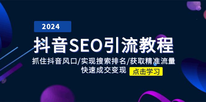 （11352期）抖音 SEO引流教程：抓住抖音风口/实现搜索排名/获取精准流量/快速成交变现-休闲网赚three