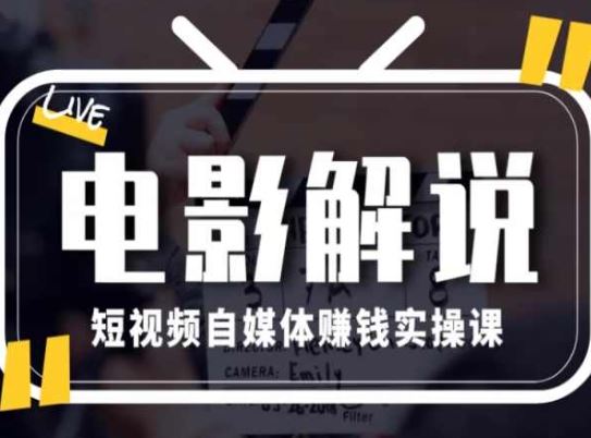 电影解说短视频自媒体赚钱实操课，教你做电影解说短视频，月赚1万-休闲网赚three