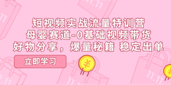 短视频实战流量特训营，母婴赛道-0基础带货，好物分享，爆量秘籍 稳定出单-休闲网赚three