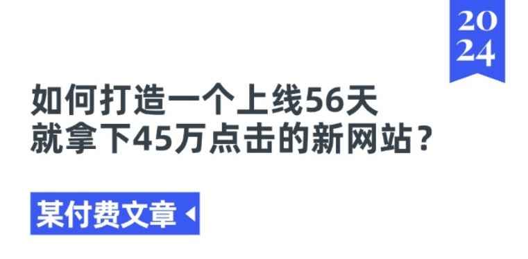 某付费文章《如何打造一个上线56天就拿下45万点击的新网站?》-休闲网赚three