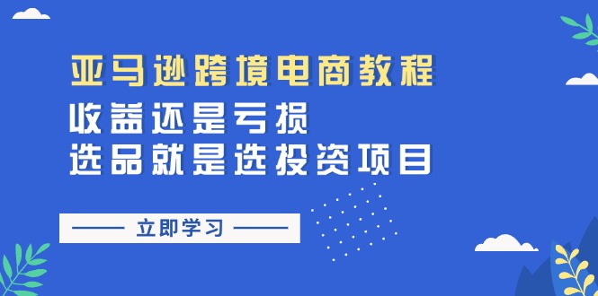 （11432期）亚马逊跨境电商教程：收益还是亏损！选品就是选投资项目-休闲网赚three