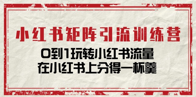 小红书矩阵引流训练营：0到1玩转小红书流量，在小红书上分得一杯羹（14节课）-休闲网赚three