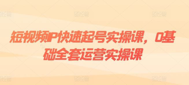 短视频IP快速起号实操课，0基础全套运营实操课，爆款内容设计+粉丝运营+内容变现-休闲网赚three