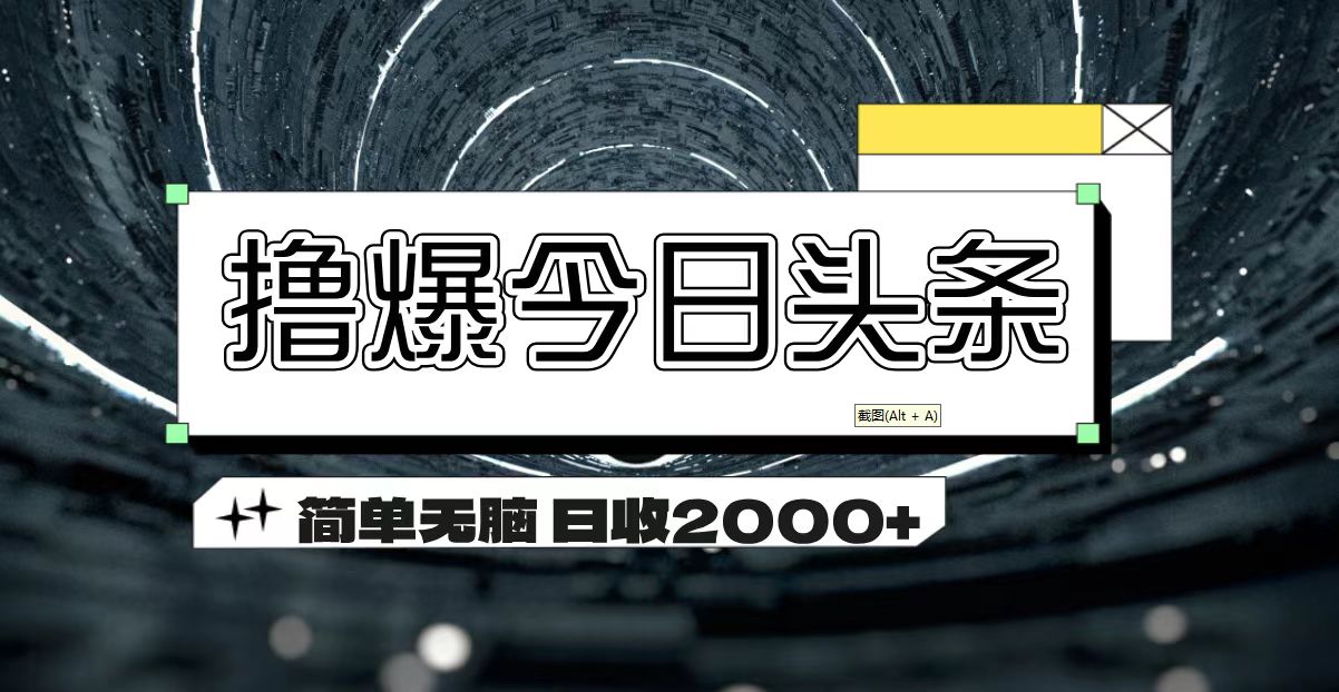 （11665期）撸爆今日头条 简单无脑操作 日收2000+-休闲网赚three