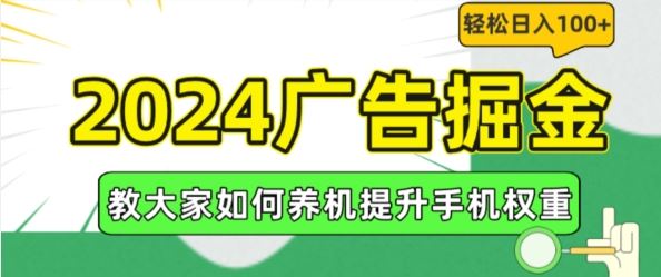 2024广告掘金，教大家如何养机提升手机权重，轻松日入100+【揭秘】-休闲网赚three