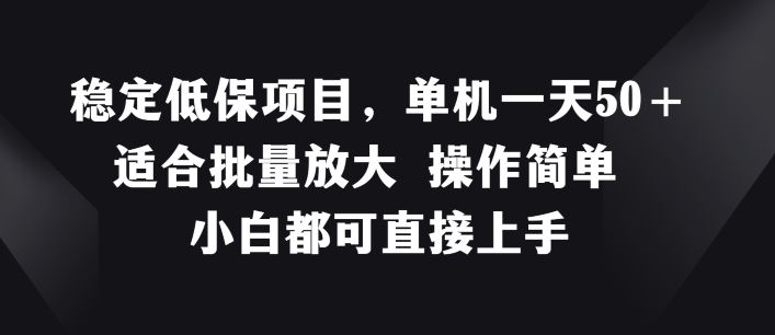 稳定低保项目，单机一天50+适合批量放大 操作简单 小白都可直接上手【揭秘】-休闲网赚three