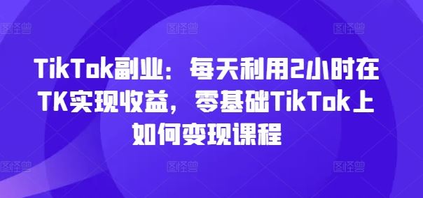 TikTok副业：每天利用2小时在TK实现收益，零基础TikTok上如何变现课程-休闲网赚three