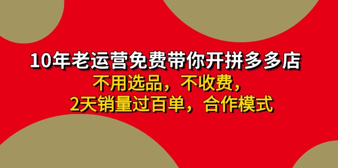 （11853期）拼多多 最新合作开店日收4000+两天销量过百单，无学费、老运营代操作、…-休闲网赚three