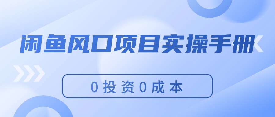 （11923期）闲鱼风口项目实操手册，0投资0成本，让你做到，月入过万，新手可做-休闲网赚three