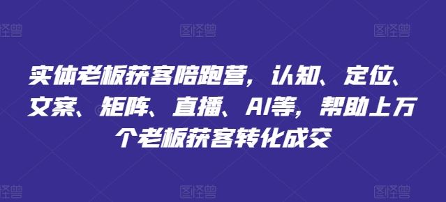 实体老板获客陪跑营，认知、定位、文案、矩阵、直播、AI等，帮助上万个老板获客转化成交-休闲网赚three