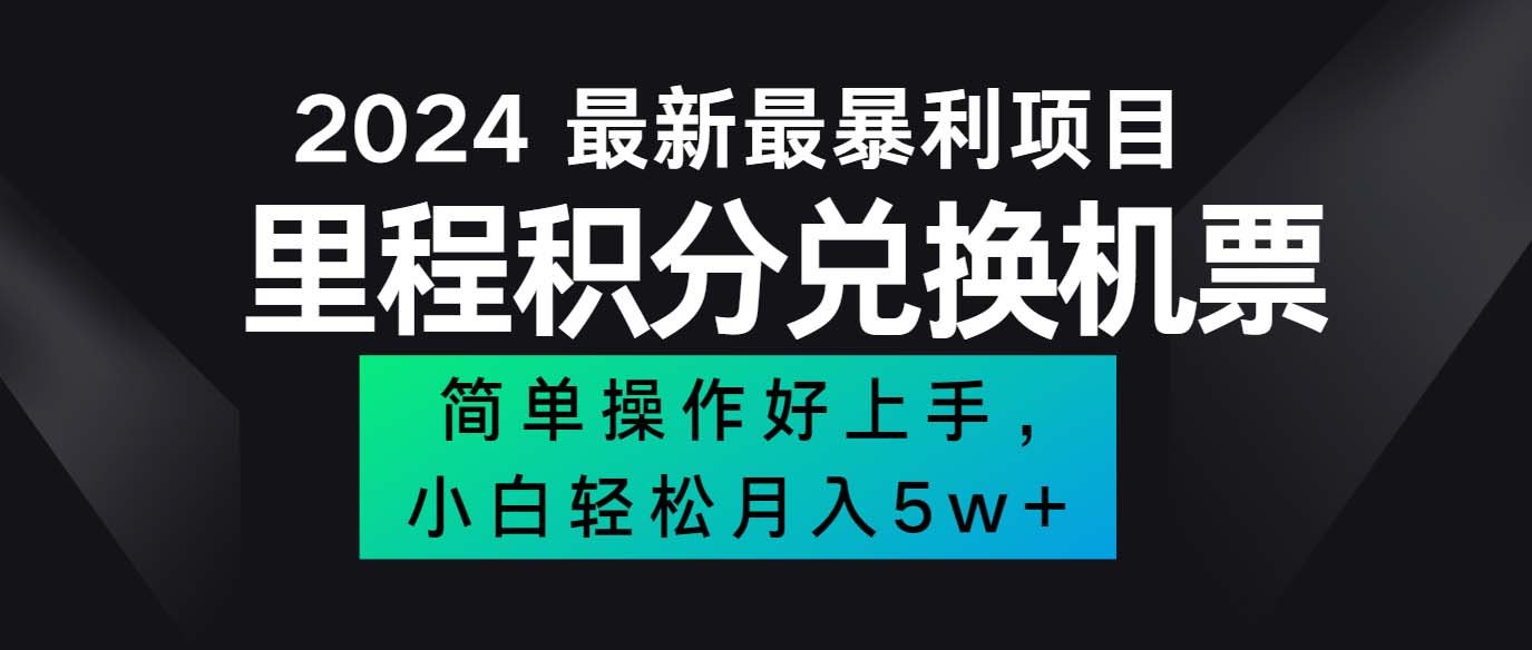 （12016期）2024最新里程积分兑换机票，手机操作小白轻松月入5万++-休闲网赚three