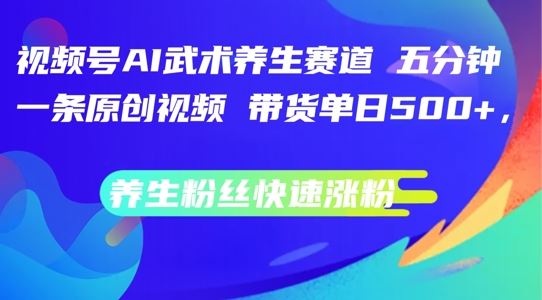 视频号AI武术养生赛道，五分钟一条原创视频，带货单日几张，养生粉丝快速涨粉【揭秘】-休闲网赚three