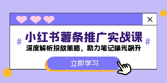 小红书-薯条推广实战课：深度解析投放策略，助力笔记曝光飙升-休闲网赚three