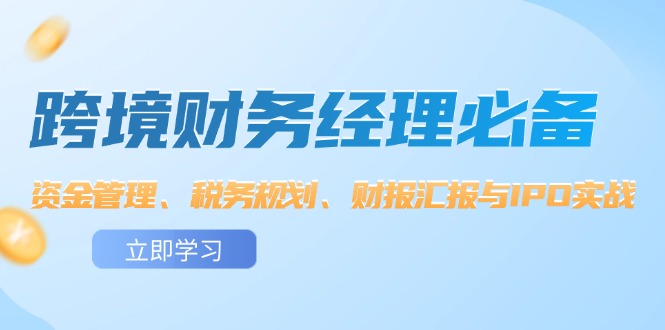 （12323期）跨境 财务经理必备：资金管理、税务规划、财报汇报与IPO实战-休闲网赚three