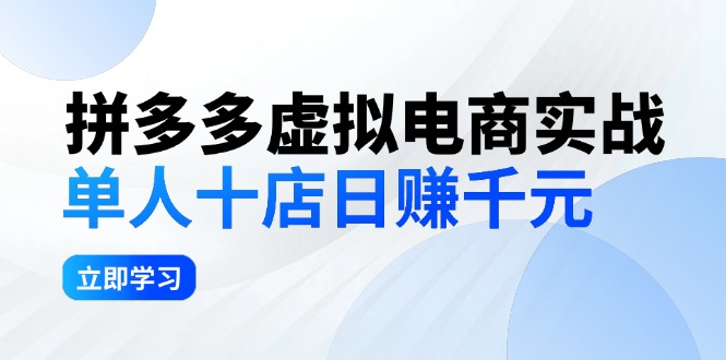 （12326期）拼多多虚拟电商实战：单人10店日赚千元，深耕老项目，稳定盈利不求风口-休闲网赚three