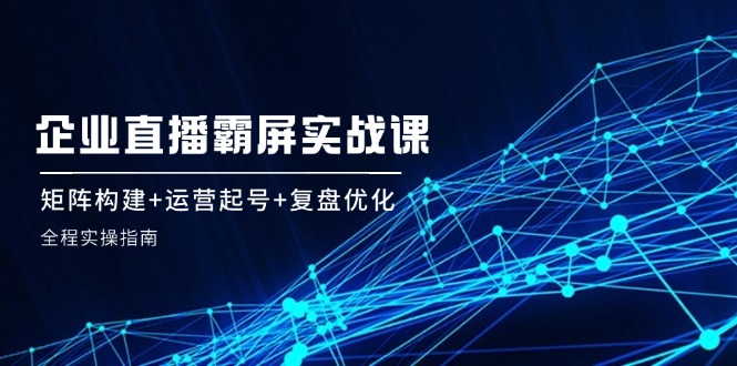 企业直播霸屏实战课：矩阵构建+运营起号+复盘优化，全程实操指南-休闲网赚three