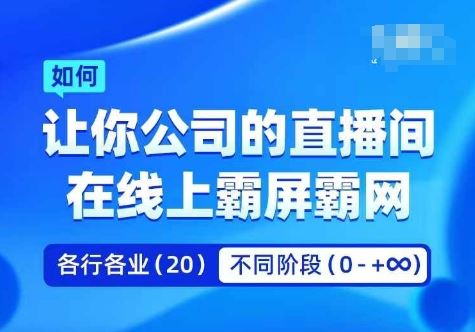 企业矩阵直播霸屏实操课，让你公司的直播间在线上霸屏霸网-休闲网赚three