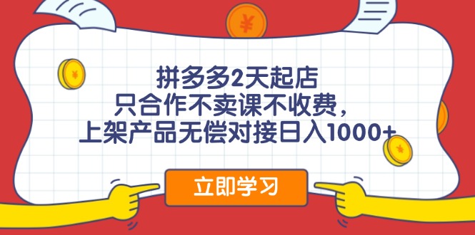 （12356期）拼多多0成本开店，只合作不卖课不收费，0成本尝试，日赚千元+-休闲网赚three